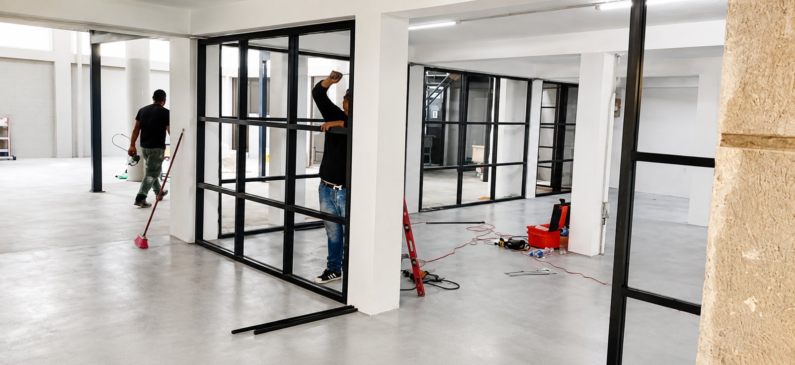 Oficinas con cancelería de vidrio — Sucursal Atizapán